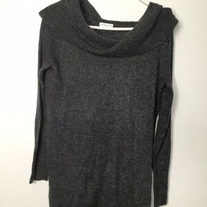 Jacqueline De Yong Women’s Grey Knit Off Shoulder Long Sleeve Tunic Pullover  S